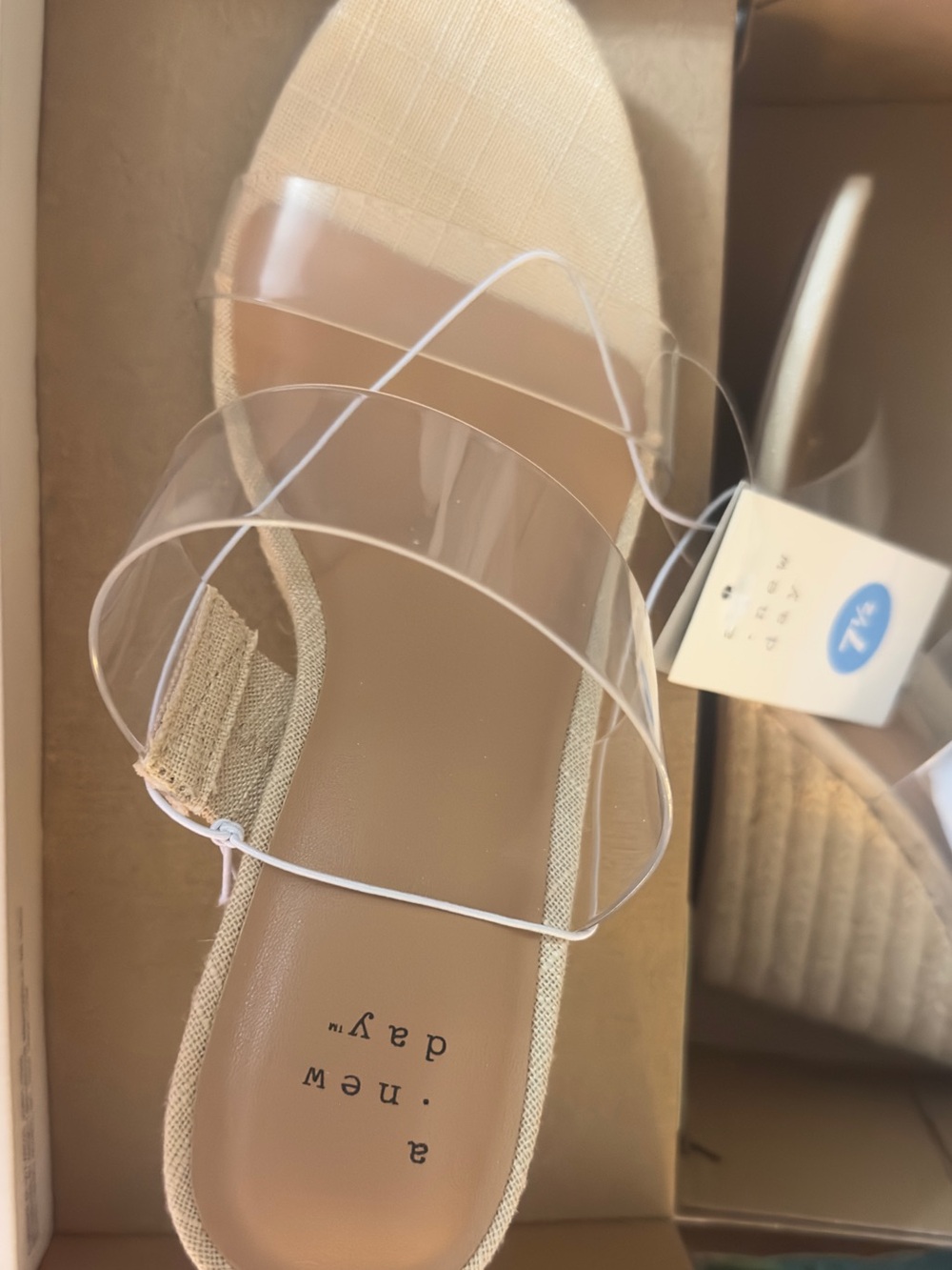 a new day Metallic Gold Espadrille Wedge Sandals with Clear Straps